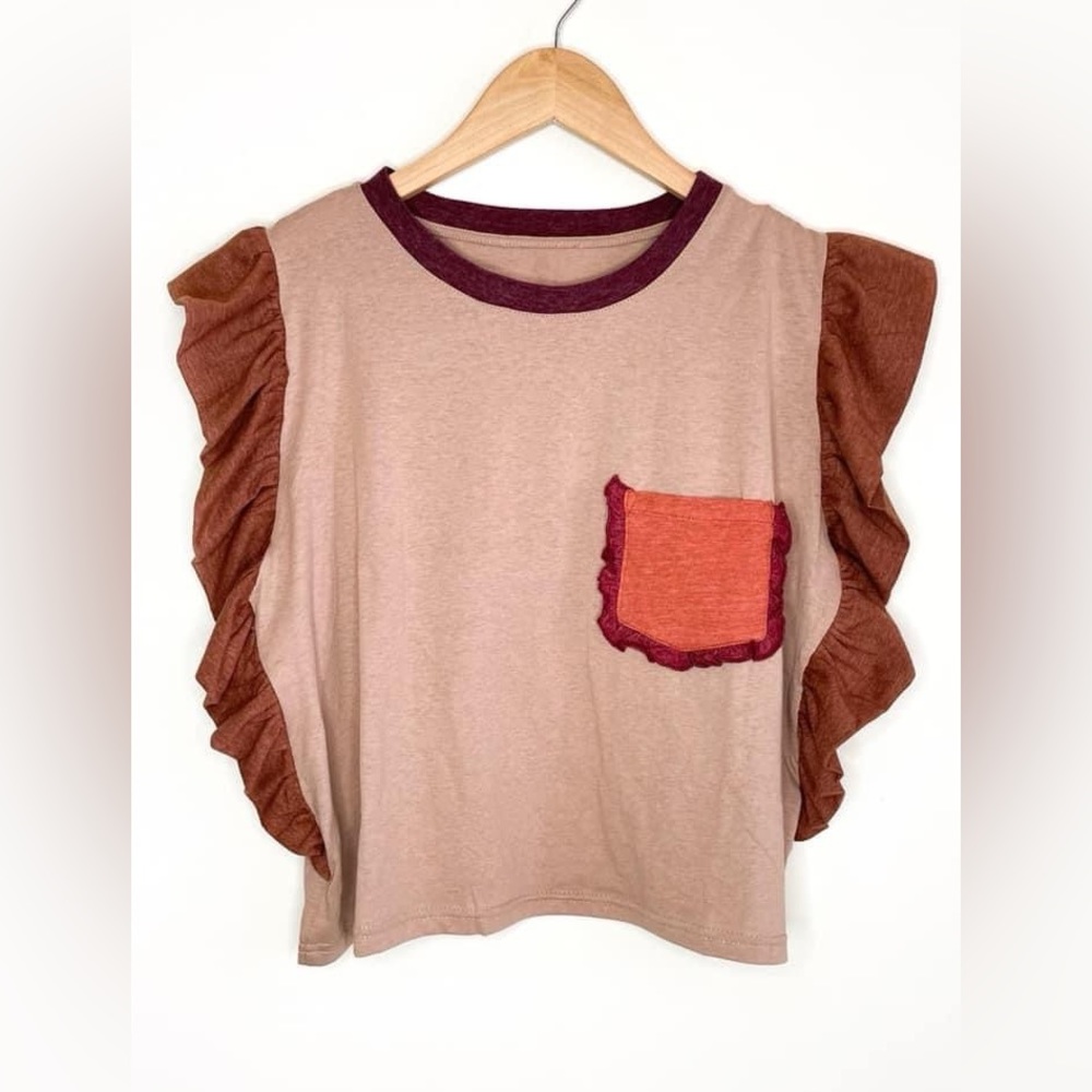 Brown Ruffle Top